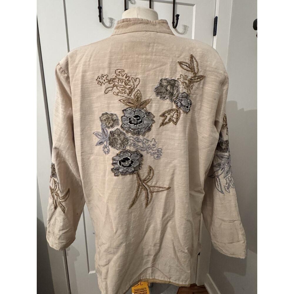 Indigo Moon Embellished Jacket Sz XL BOHO CHIC Embroidery beaded Artsy Old Money - Picture 5 of 9